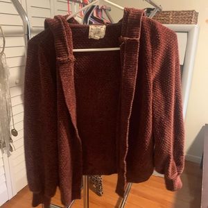 Chenille hooded cardigan